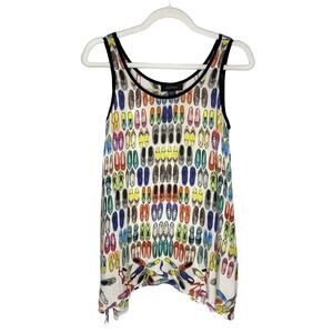 Karen Kane Shoe Novelty Handkerchief Scoop Neck Sleeveless Tank Top XS White